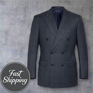 JOSEPH ABBOUD Mens Gray Italian Wool Double Breasted Blazer Sport Coat Jacket 38